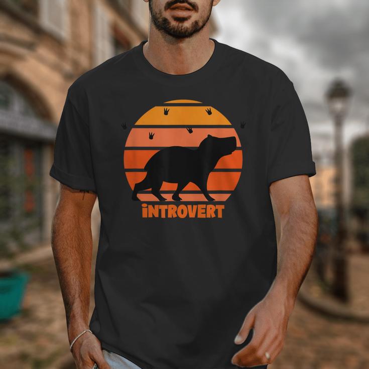 Introvert Retro Sunset Capybara Tee Unisex T-Shirt