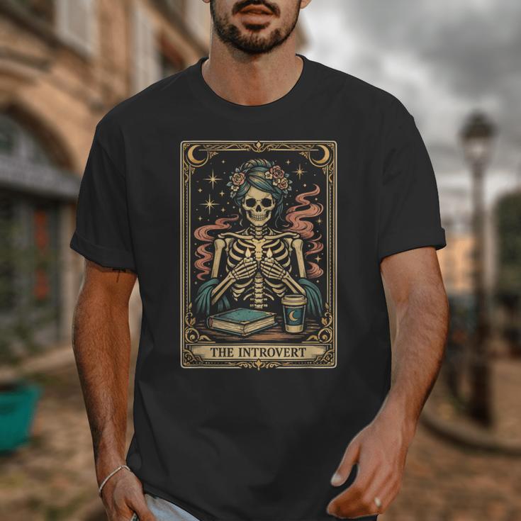 The Introvert Skeleton Tarot Card Coffee Book Lover Unisex T-Shirt