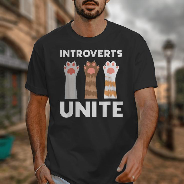 Introvert Unite Kitty Paws Raise Introverted Gathering Unisex T-Shirt Introvert Unite Kitty Paws Raise Introverted Gathering Unisex T-Shirt
