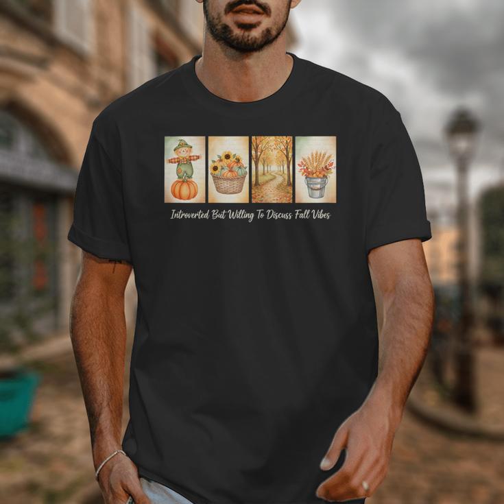 Introverted But Willing To Discuss Fall Vibes Autumn Pumpkin Unisex T-Shirt
