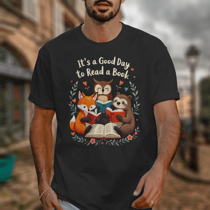 Its A Good Day To Read Book Cute Fox Sloth Owl Novel Reading Unisex T-Shirt