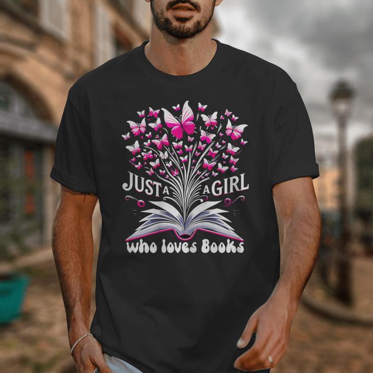 Just a Girl Who Loves Books Reading Book Butterfly Bookworm Unisex T-Shirt