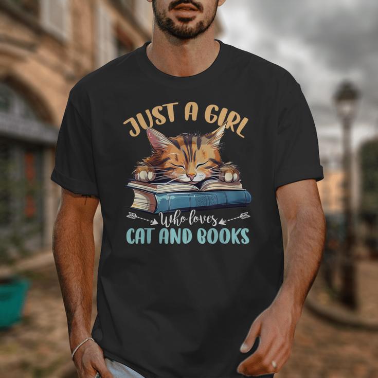 Just a Girl Who Loves Cats And Books Kitties Pet Art Lover Unisex T-Shirt Just a Girl Who Loves Cats And Books Kitties Pet Art Lover Unisex T-Shirt