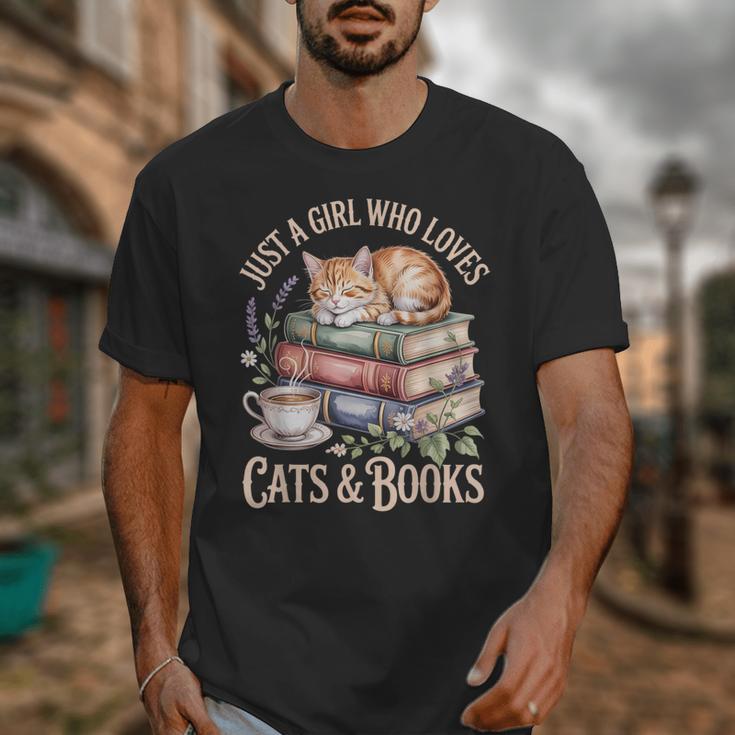 Just A Girl Who Loves Cats And Books Reading Librarian Unisex T-Shirt Just A Girl Who Loves Cats And Books Reading Librarian Unisex T-Shirt