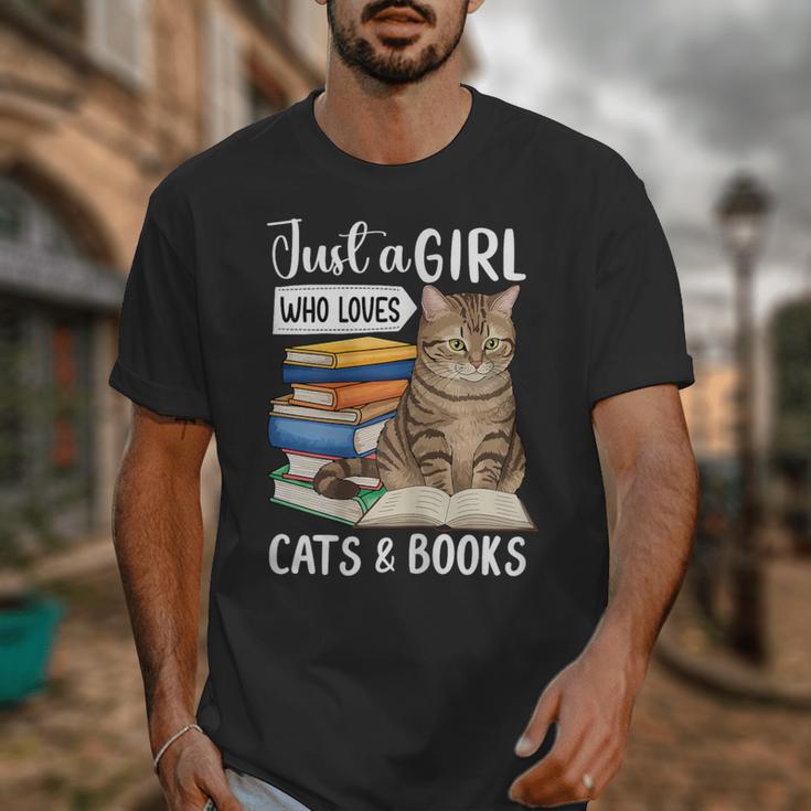 Just a Girl Who Loves Cats And Books Unisex T-Shirt Just a Girl Who Loves Cats And Books Unisex T-Shirt
