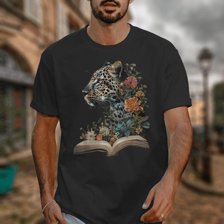 Leopard Book Flower Unisex T-Shirt