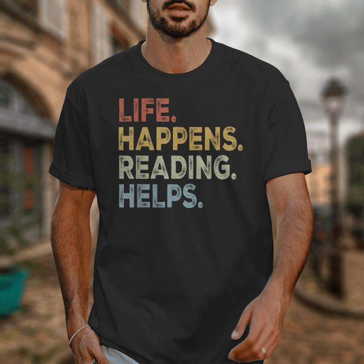 Life Happens Reading Helps Book Lovers Vinage Unisex T-Shirt