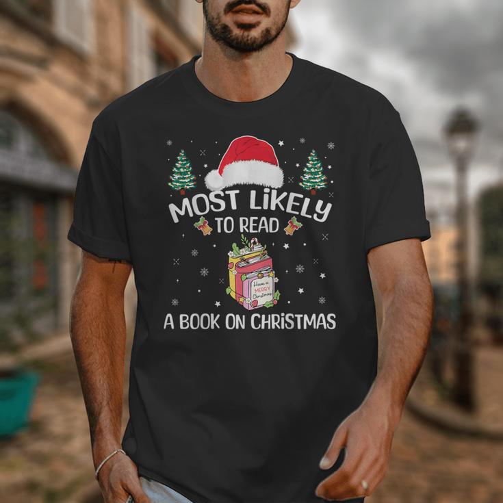 Most Likely To Read A Book On Christmas Love Reading Books Unisex T-Shirt