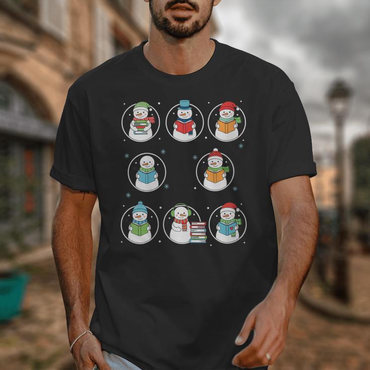 Literary Winter Reading Snowmen Cozy Book Lover Pattern Unisex T-Shirt Literary Winter Reading Snowmen Cozy Book Lover Pattern Unisex T-Shirt