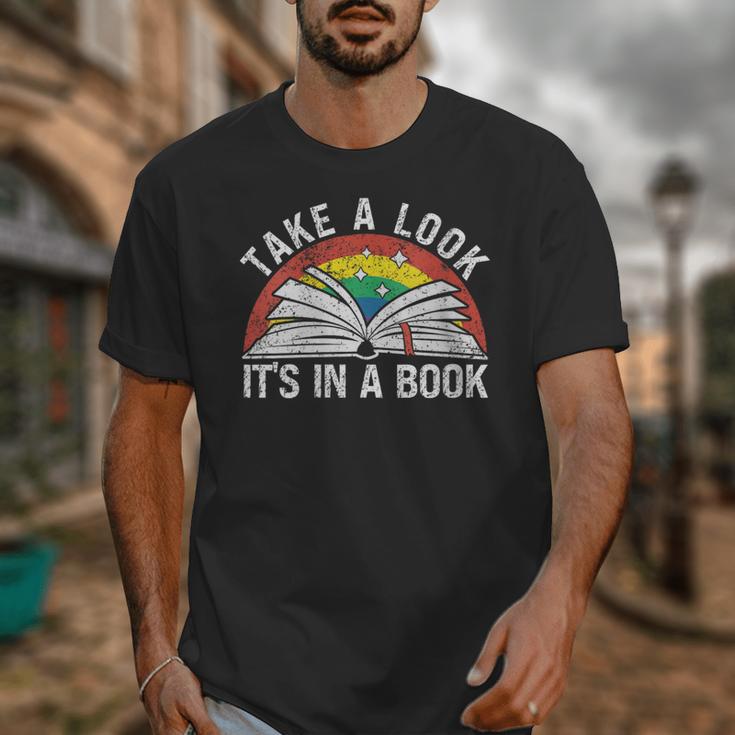 Take a Look It's In a Book Reading Vintage Retro Rainbow Unisex T-Shirt Take a Look It's In a Book Reading Vintage Retro Rainbow Unisex T-Shirt