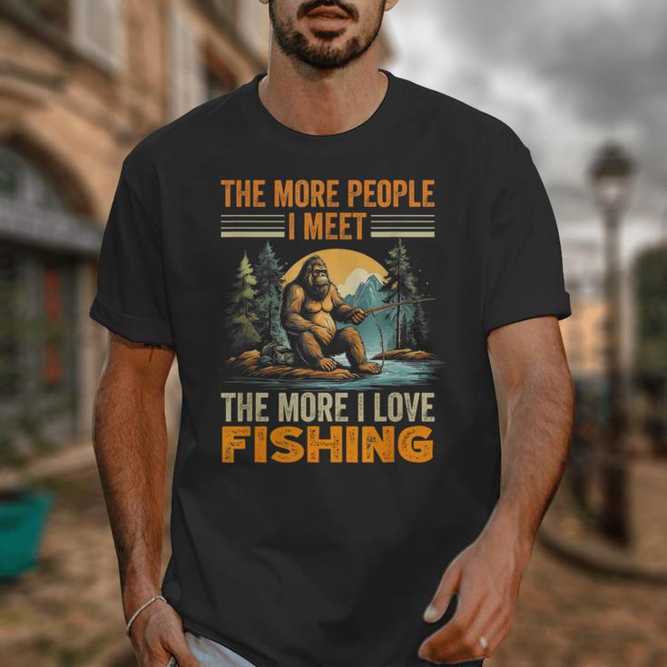 I Love Fishing Bigfoot Fisherman Introvert Sarcastic Unisex T-Shirt
