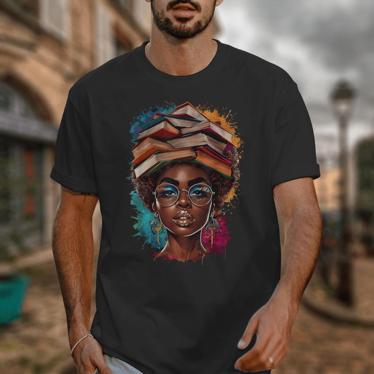 Melanin Girl Afro Book Lover Librarian Teacher Student Unisex T-Shirt