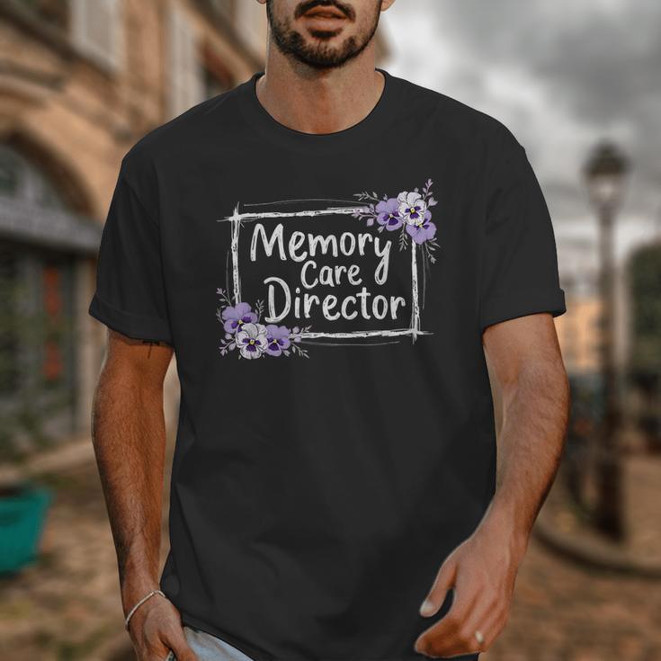 Memory Care Director Purple Floral Pansies Unisex T-Shirt Memory Care Director Purple Floral Pansies Unisex T-Shirt