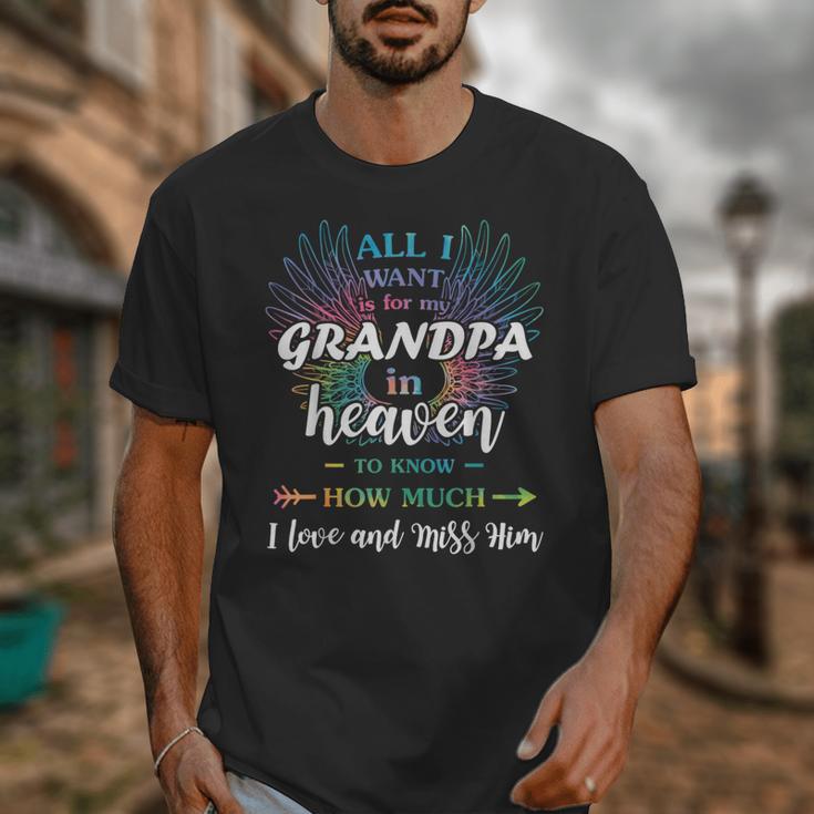 Memory For Grandpa In Heaven Angel Father Family Memorial Unisex T-Shirt