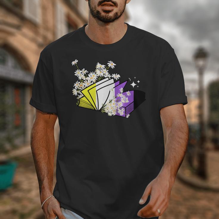 Non-Binary Book Lover Nonbinary Daisy LGBT Reading Pride Unisex T-Shirt