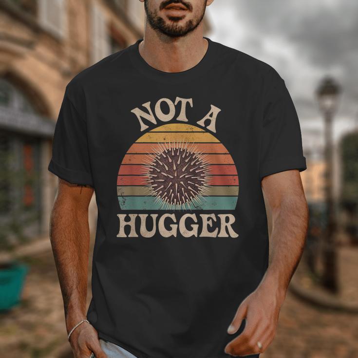 Not A Hugger Retro Sea Urchin Sarcastic Introvert Unisex T-Shirt
