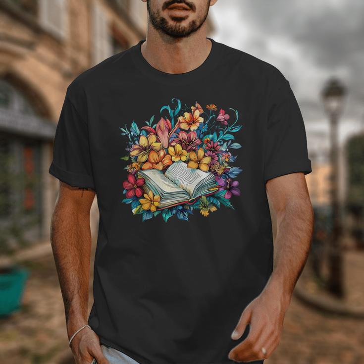 Open Book With Colorful Floral Reading Magic Unisex T-Shirt