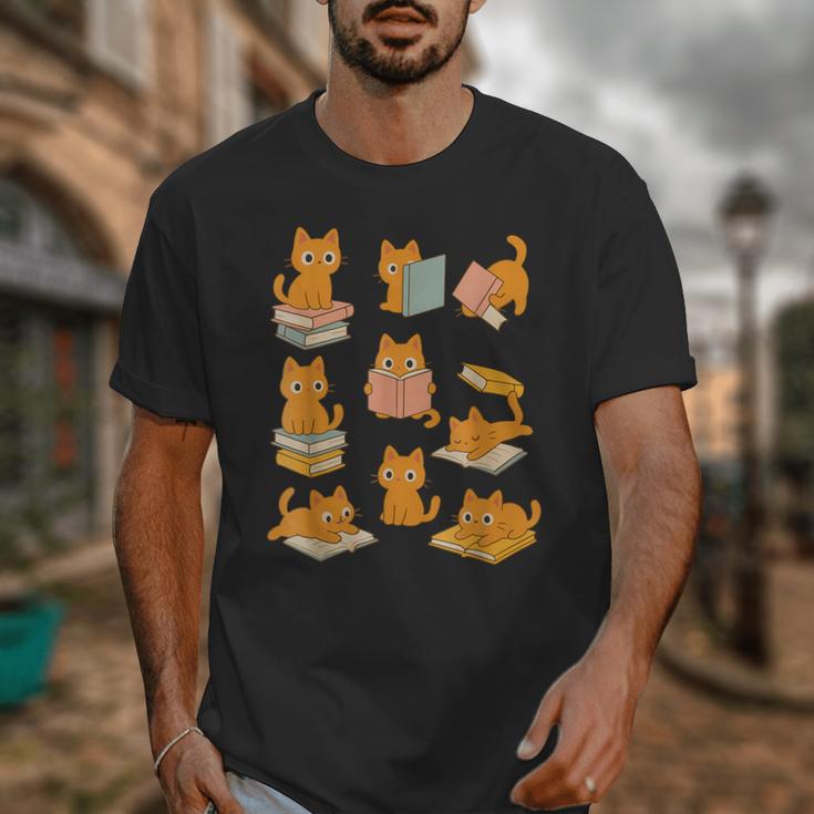 Orange Cats Reading Books Cat Lover Unisex T-Shirt