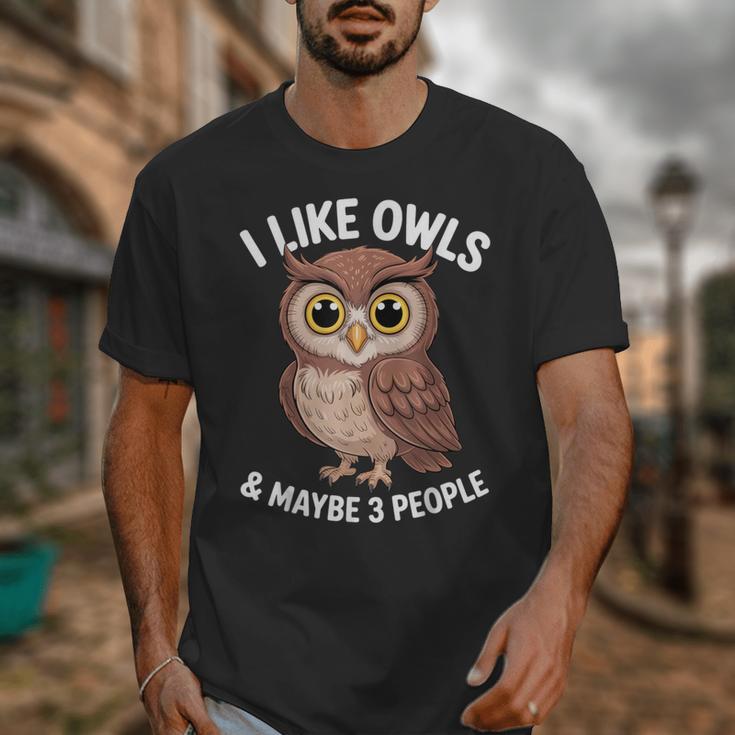 I Like Owls And Maybe 3 People Introvert Humor Casual Unisex T-Shirt I Like Owls And Maybe 3 People Introvert Humor Casual Unisex T-Shirt