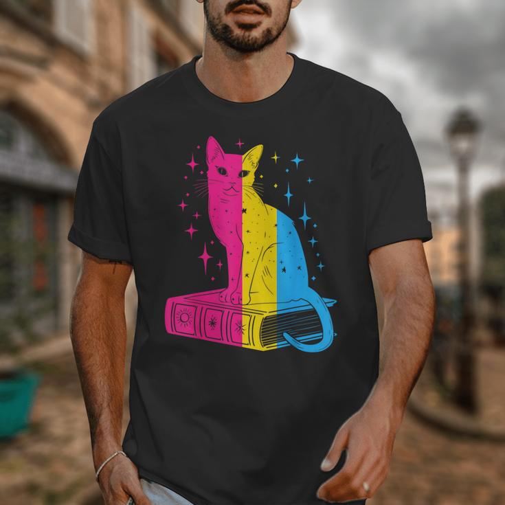 Pansexual Pride Celestial Cat Sitting Book LGBTQ Pan Colors Men Women Unisex T-Shirt Pansexual Pride Celestial Cat Sitting Book LGBTQ Pan Colors Men Women Unisex T-Shirt