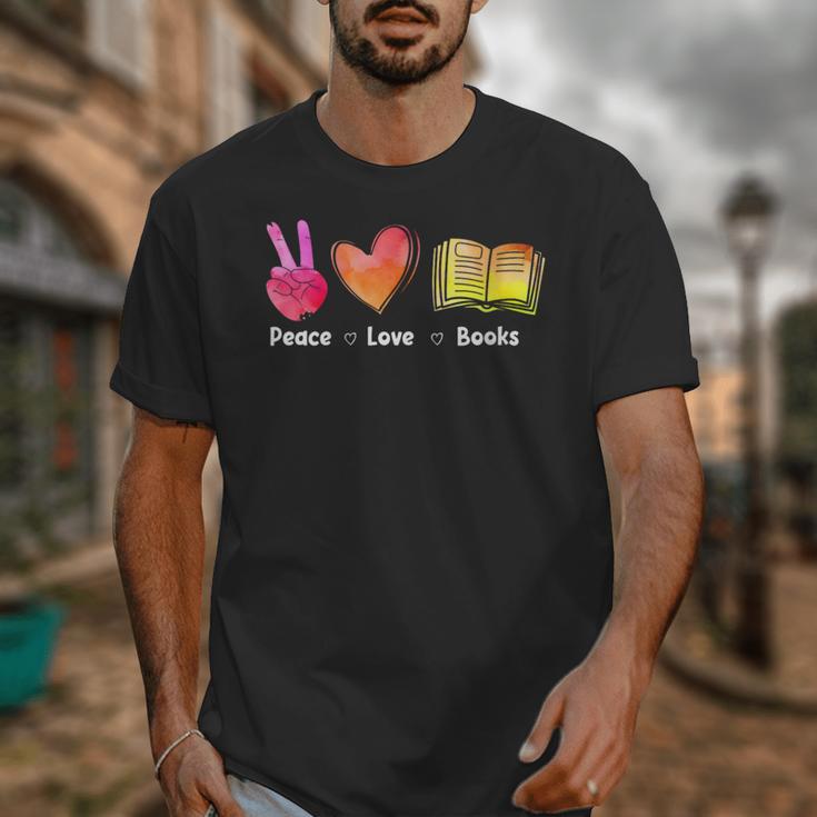 Peace Love Books Reader Librarian Library Book Unisex T-Shirt
