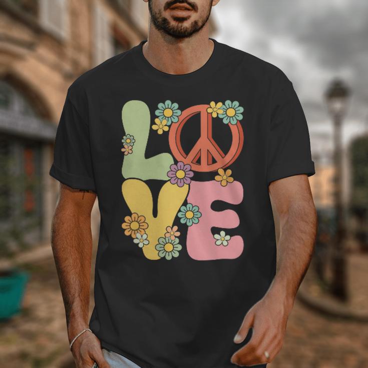 Peace Sign Love Groovy Vibes Costume Nostalgia 1980s Fashion Unisex T-Shirt