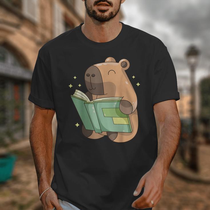 Pet Capybara Is Reading Library Capy Word Book Day Teacher Men Women Kids Unisex T-Shirt