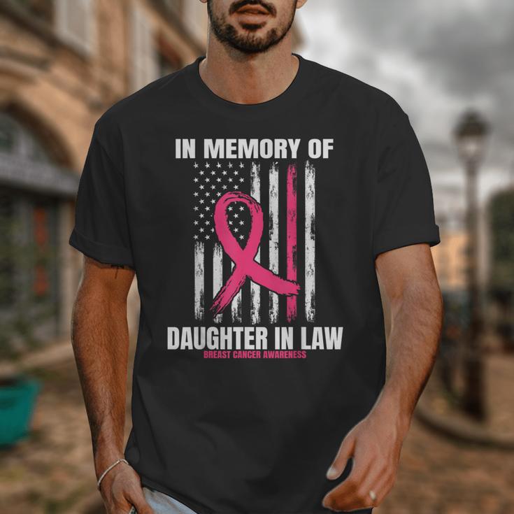 Pink In Memory Of Daughter In Law Breast Cancer Flag Shirts Unisex T-Shirt