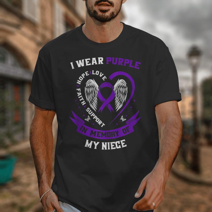 Purple In Memory Of My Niece Epilepsy Awareness Aunt Uncle Unisex T-Shirt