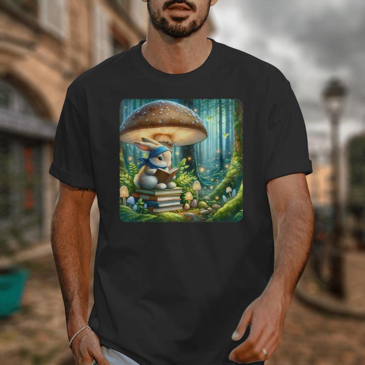 Rabbit Reading Book Under Large Mushroom Easter Bandana Unisex T-Shirt Rabbit Reading Book Under Large Mushroom Easter Bandana Unisex T-Shirt