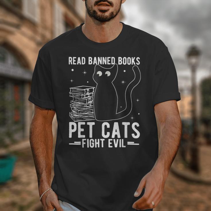 Read Banned Books Pet Cats Fight Evil Read Banned Books Unisex T-Shirt Read Banned Books Pet Cats Fight Evil Read Banned Books Unisex T-Shirt