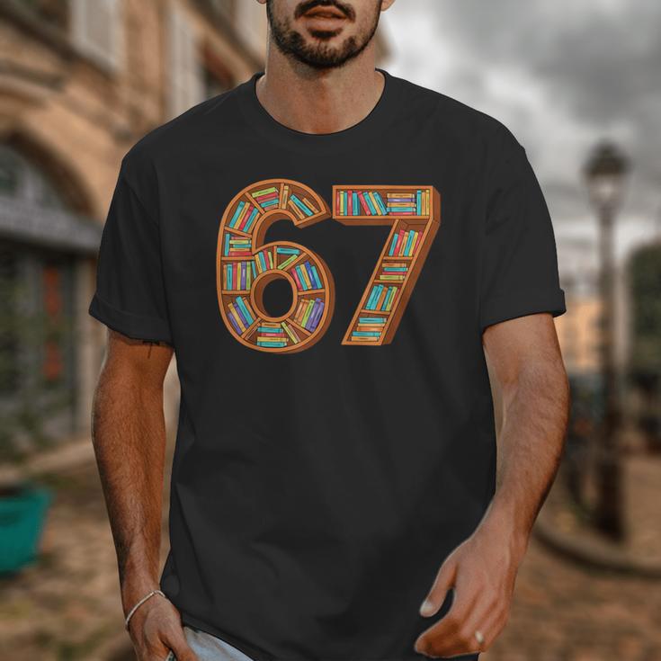 Reading 67 Six Seven Meme Teacher Book Lover Bookshelf Unisex T-Shirt