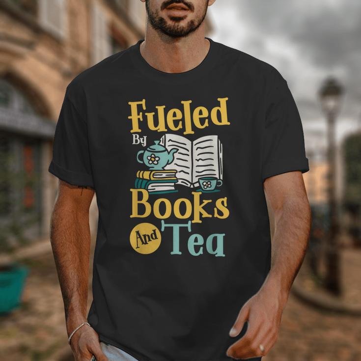 Reading Hobby Bookshelves Library Fueled By Books And Tea Unisex T-Shirt
