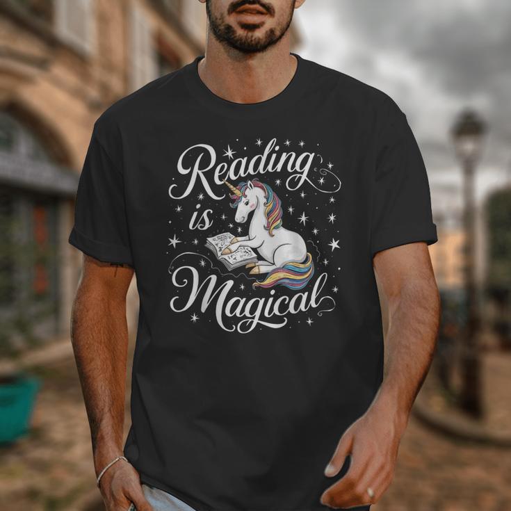 Reading Is Magical Unicorn Book Lover Fantasy Kids Unisex T-Shirt