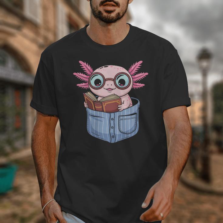 Readsalotl Axolotl Reading Book Lover Reading Pocket Axolotl Unisex T-Shirt
