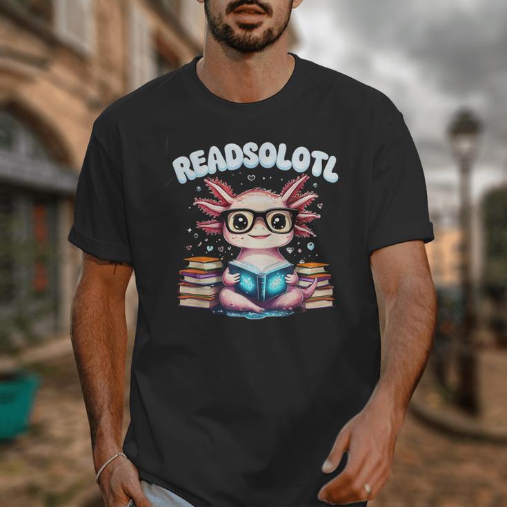 Readsolotl Pink Kawaii Axolotl Read Book Lover Reading Unisex T-Shirt
