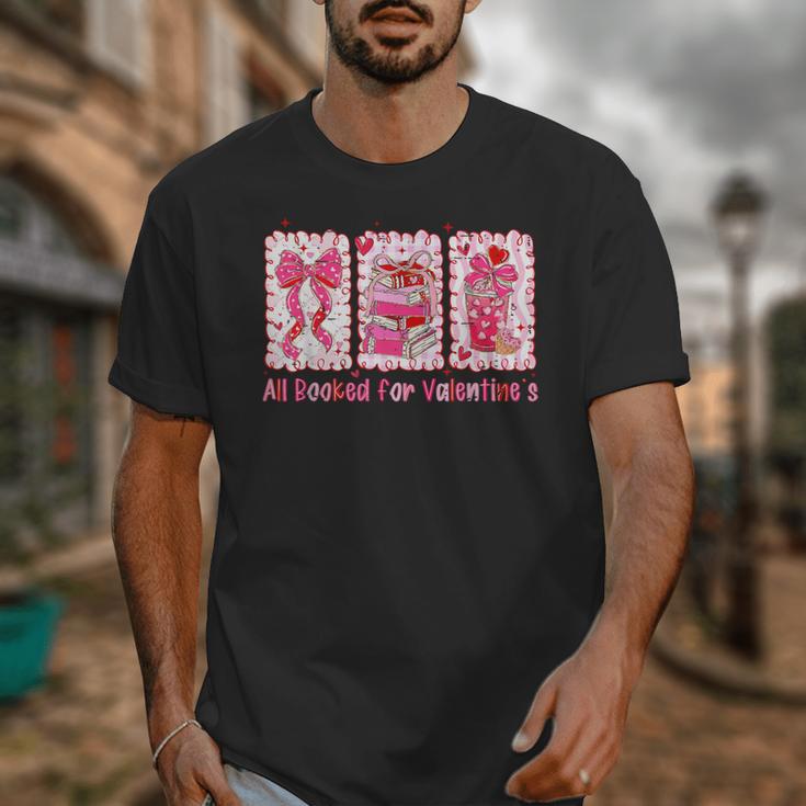 Retro Coquette Bow All Booked For Valentines Book Lover Cute Unisex T-Shirt