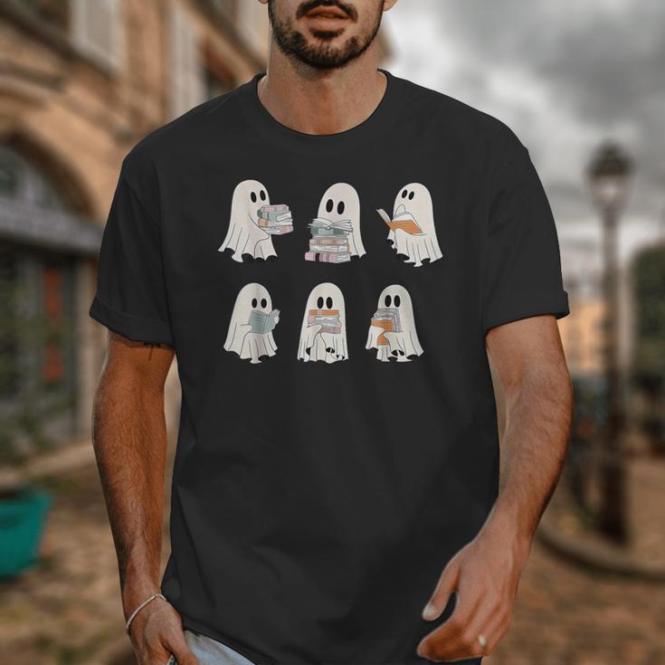 Retro Ghost Reading Books Halloween Bookish Ghost Bookworm Unisex T-Shirt