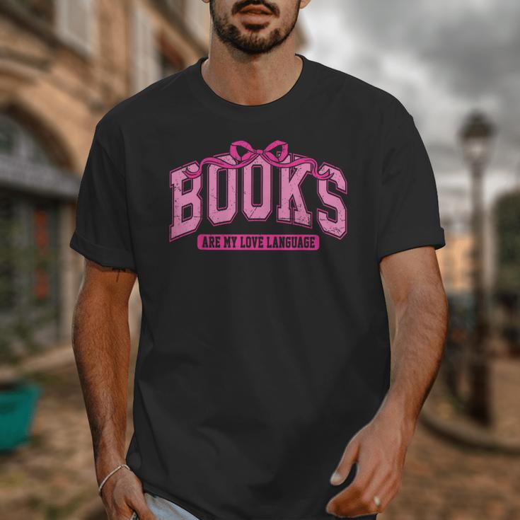 Retro Pink Coquette Bow Valentine Book Lover Varsity Unisex T-Shirt