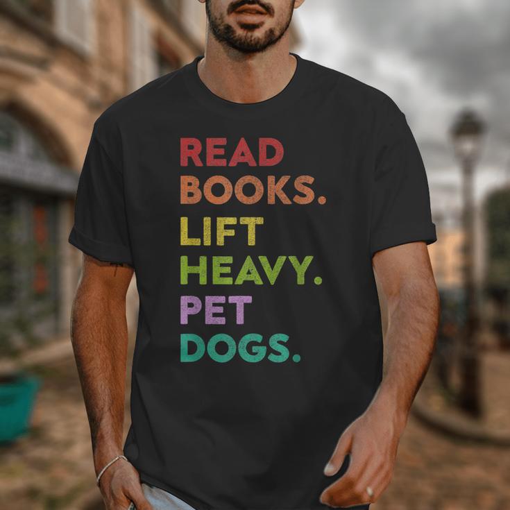 Retro Read Books Lift Heavy Pet Dogs Gym Book Lover Unisex T-Shirt