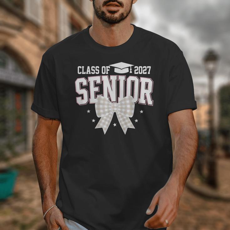 Retro Senior 2027 Girl Coquette Bow Class Of 2027 Graduation Unisex T-Shirt