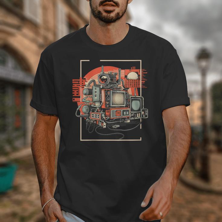Retro Tech Stack 80s 90s Nostalgia Analog TV Cameras Unisex T-Shirt