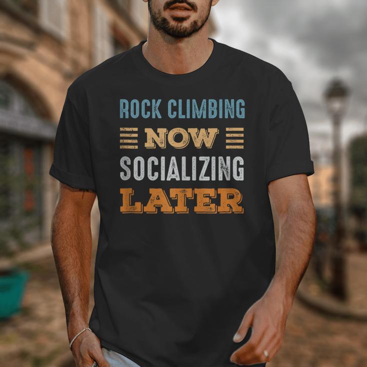 Rock Climbing Now Minimal Socializing Introvert Vintage Unisex T-Shirt Rock Climbing Now Minimal Socializing Introvert Vintage Unisex T-Shirt