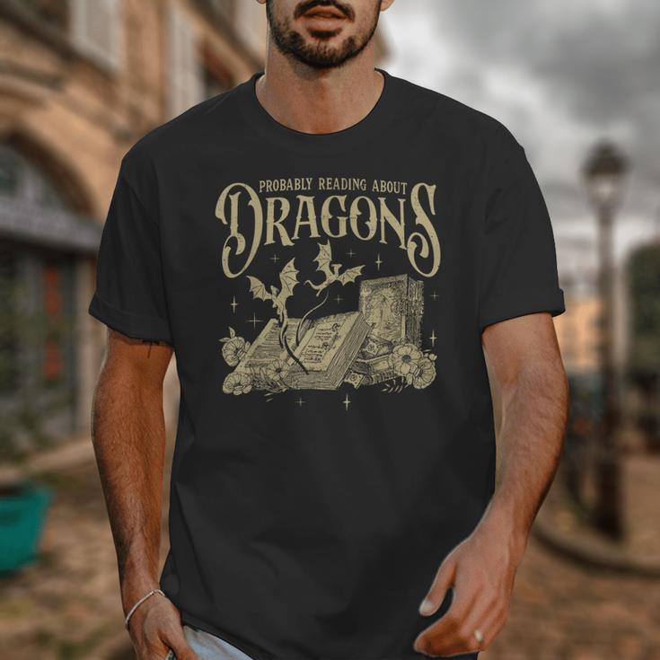 Romantasy Reader Book Reading Probably Reading About Dragons Unisex T-Shirt