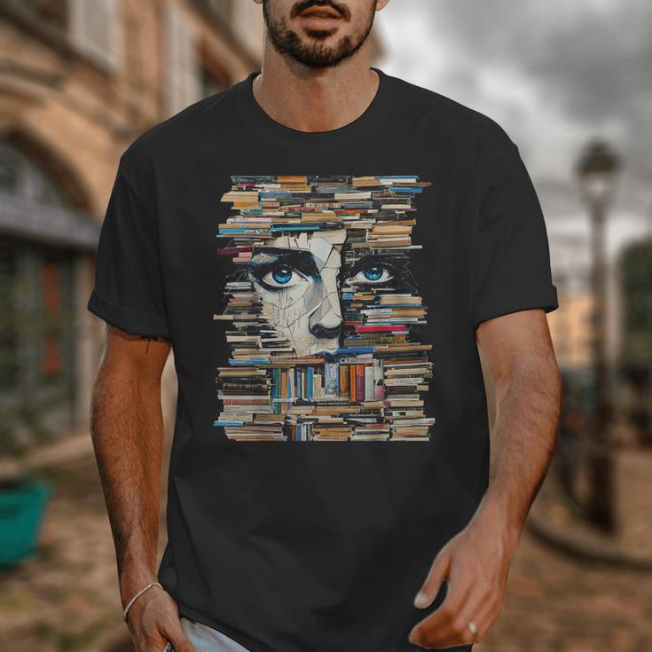 RtY Book Man Graphic Eyes Colorful Art Small Unisex T-Shirt