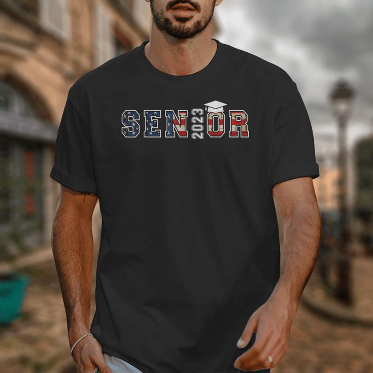 Senior 2023 American Flag USA Graduation Class Of 2023 Women Kids Men Unisex T-Shirt