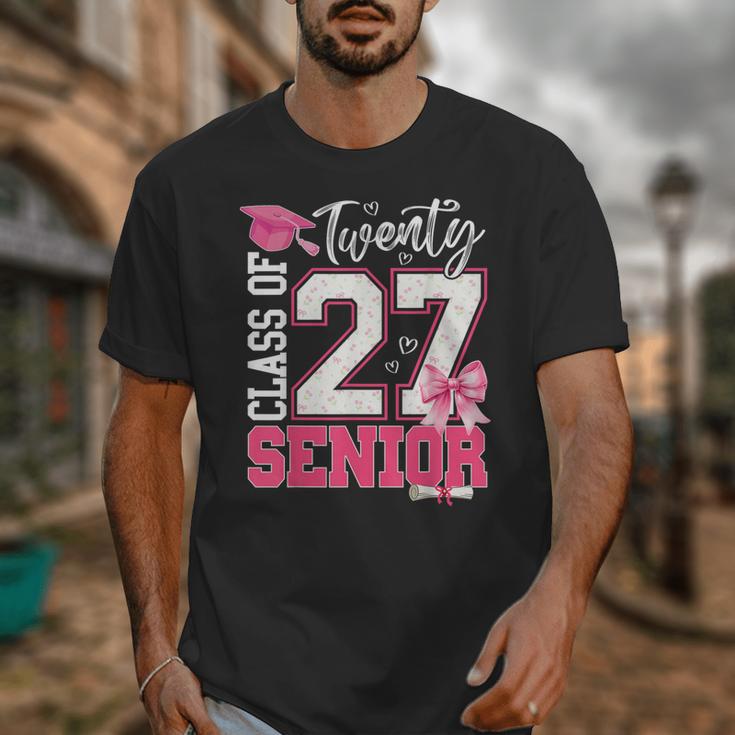 Senior 2027 Class Of 2027 Pink Coquette Bow Graduation Girl Unisex T-Shirt