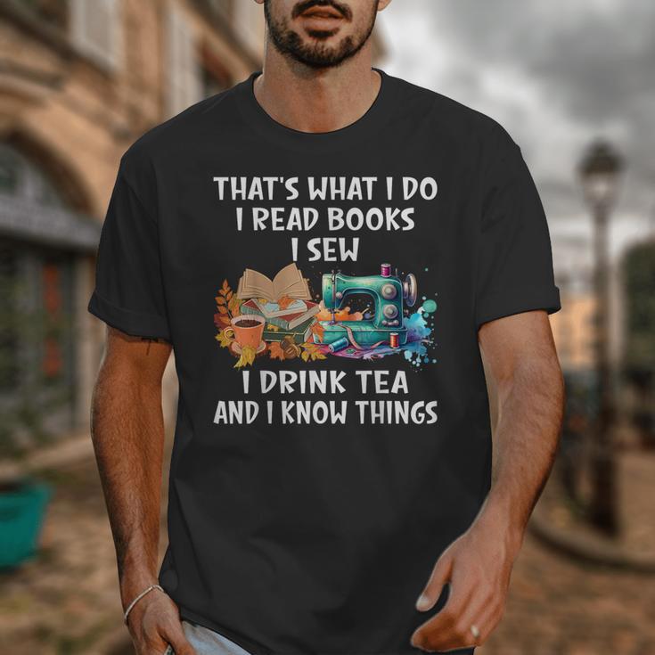 Sewing Reading Books Drinking Tea Sew Sewist Unisex T-Shirt