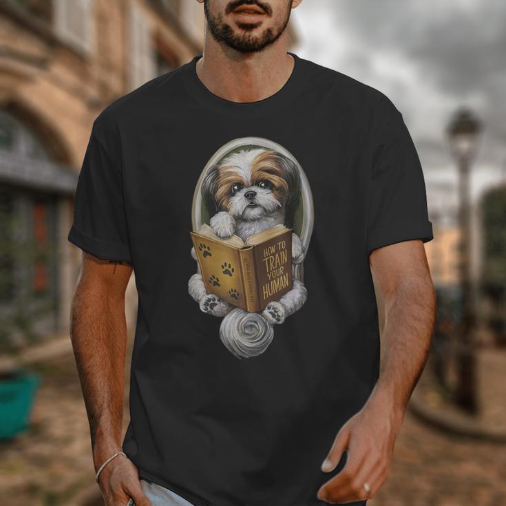 Shih Tzu Book How To Train Your Human Funny Dog Motif Unisex T-Shirt