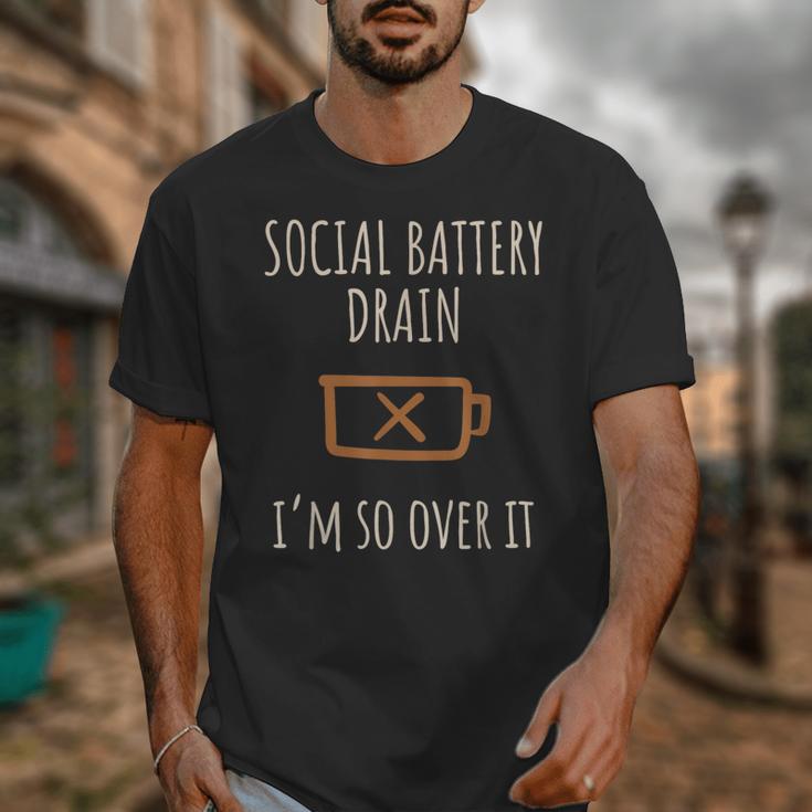 Social Battery Drain I'm So Over It Introvert Homebody Line Unisex T-Shirt